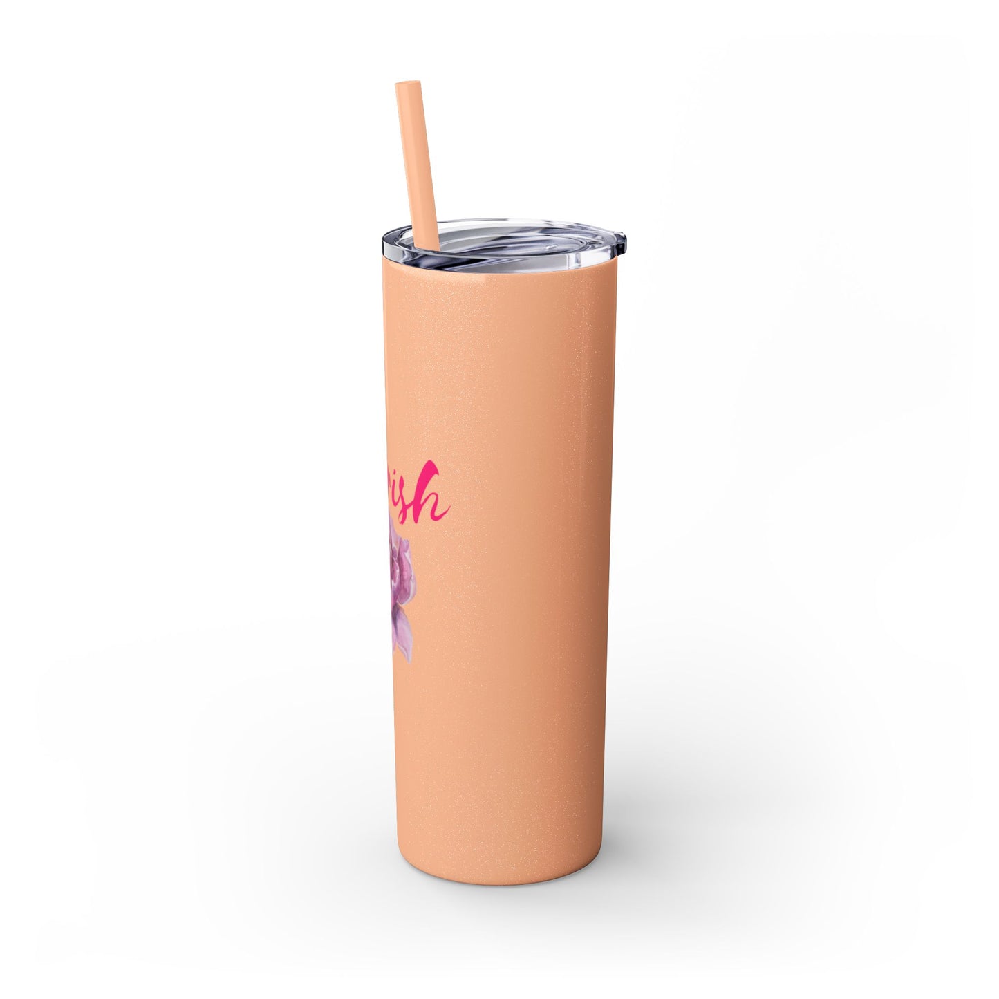 Flourish Flower Skinny Tumbler with Straw - 20oz Personalized Drinkware