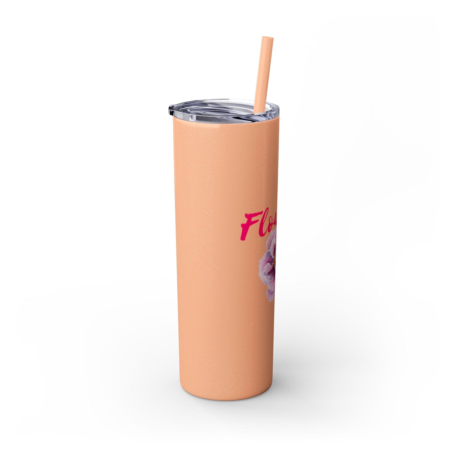 Flourish Flower Skinny Tumbler with Straw - 20oz Personalized Drinkware