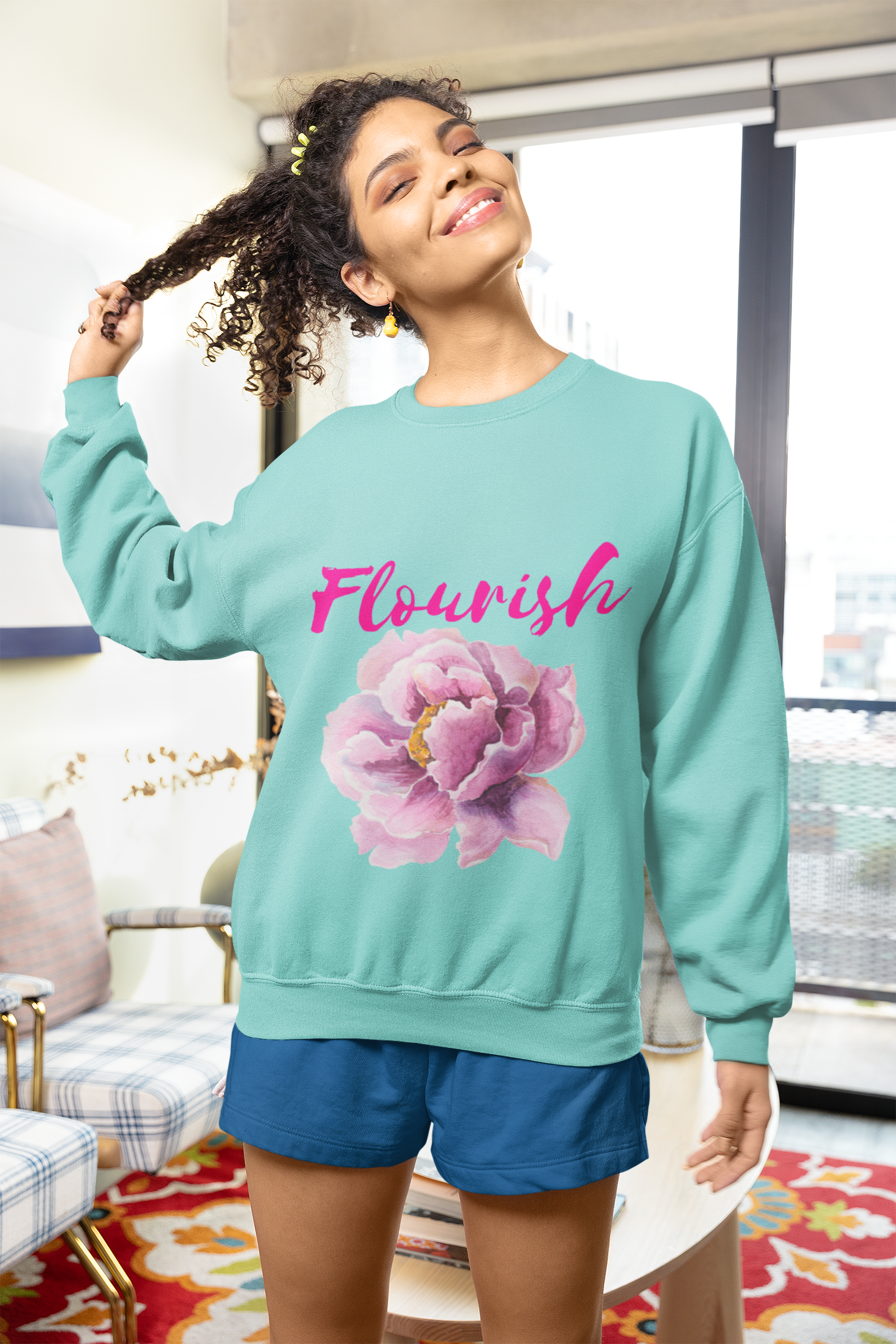 Flourish Slimfit Sweatshirt - Cozy and Inspirational