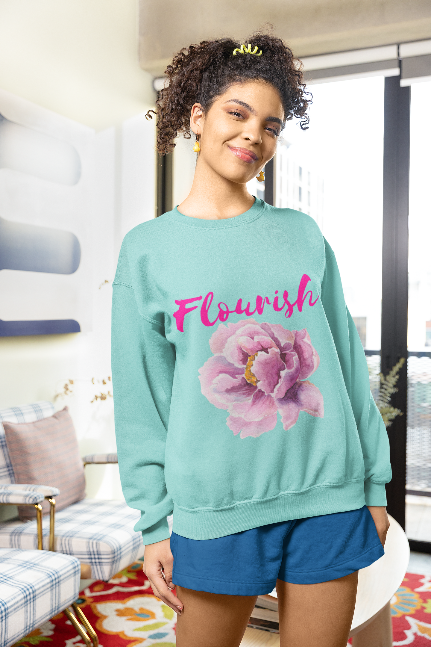 Flourish Slimfit Sweatshirt - Cozy and Inspirational