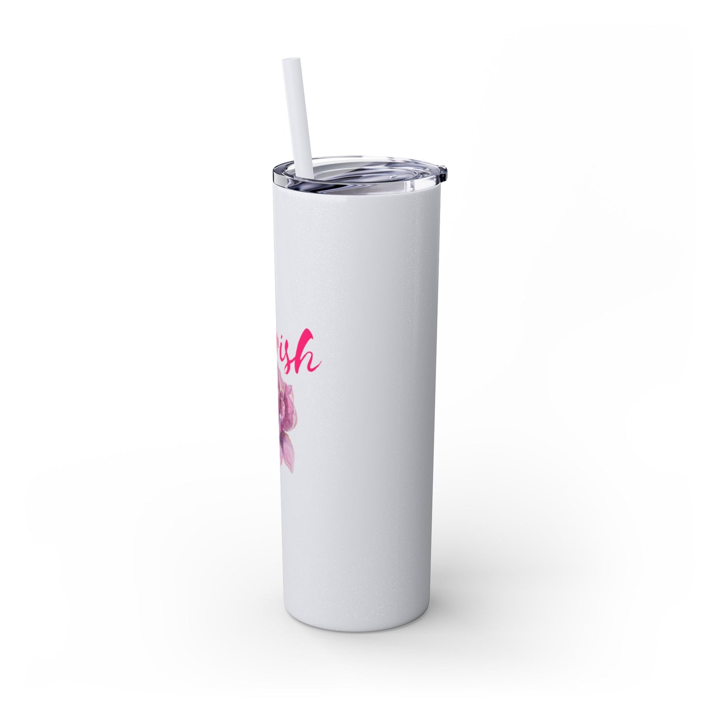 Flourish Flower Skinny Tumbler with Straw - 20oz Personalized Drinkware