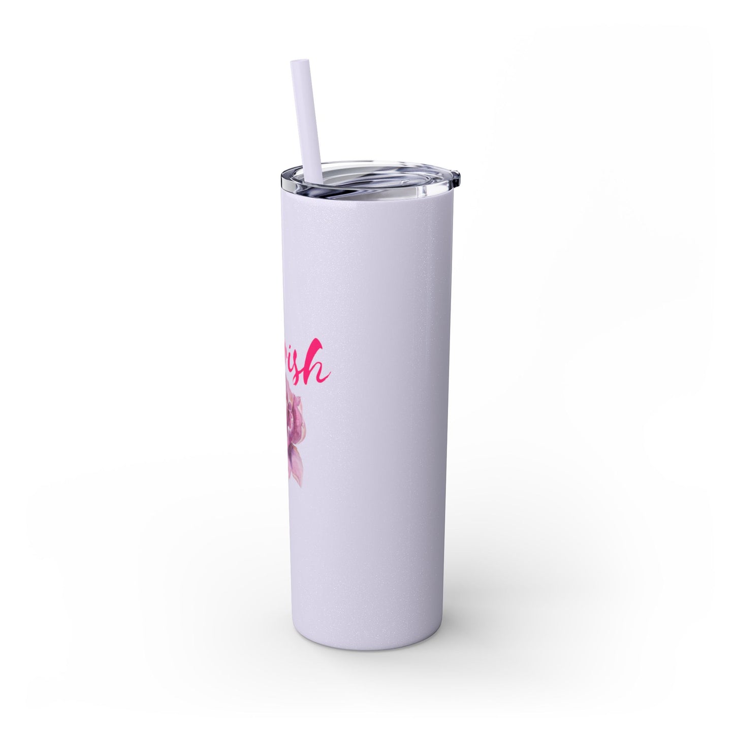 Flourish Flower Skinny Tumbler with Straw - 20oz Personalized Drinkware