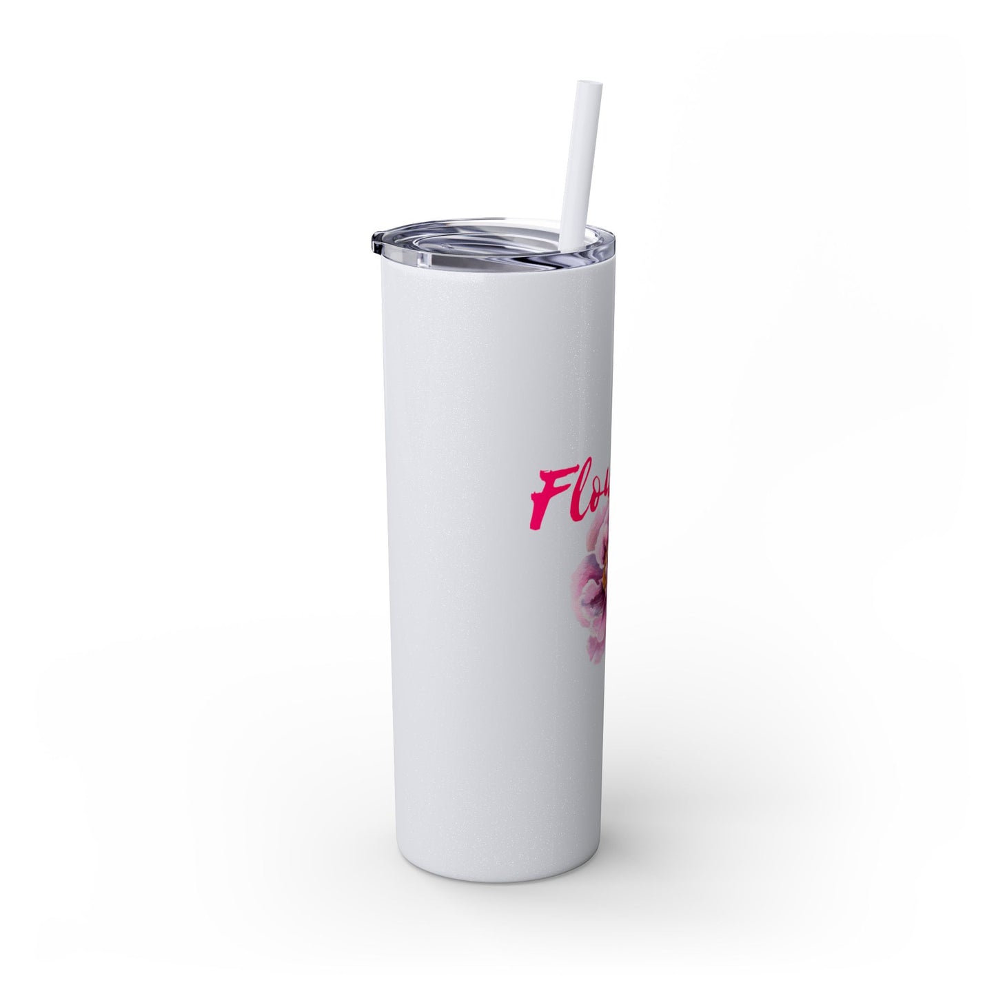 Flourish Flower Skinny Tumbler with Straw - 20oz Personalized Drinkware