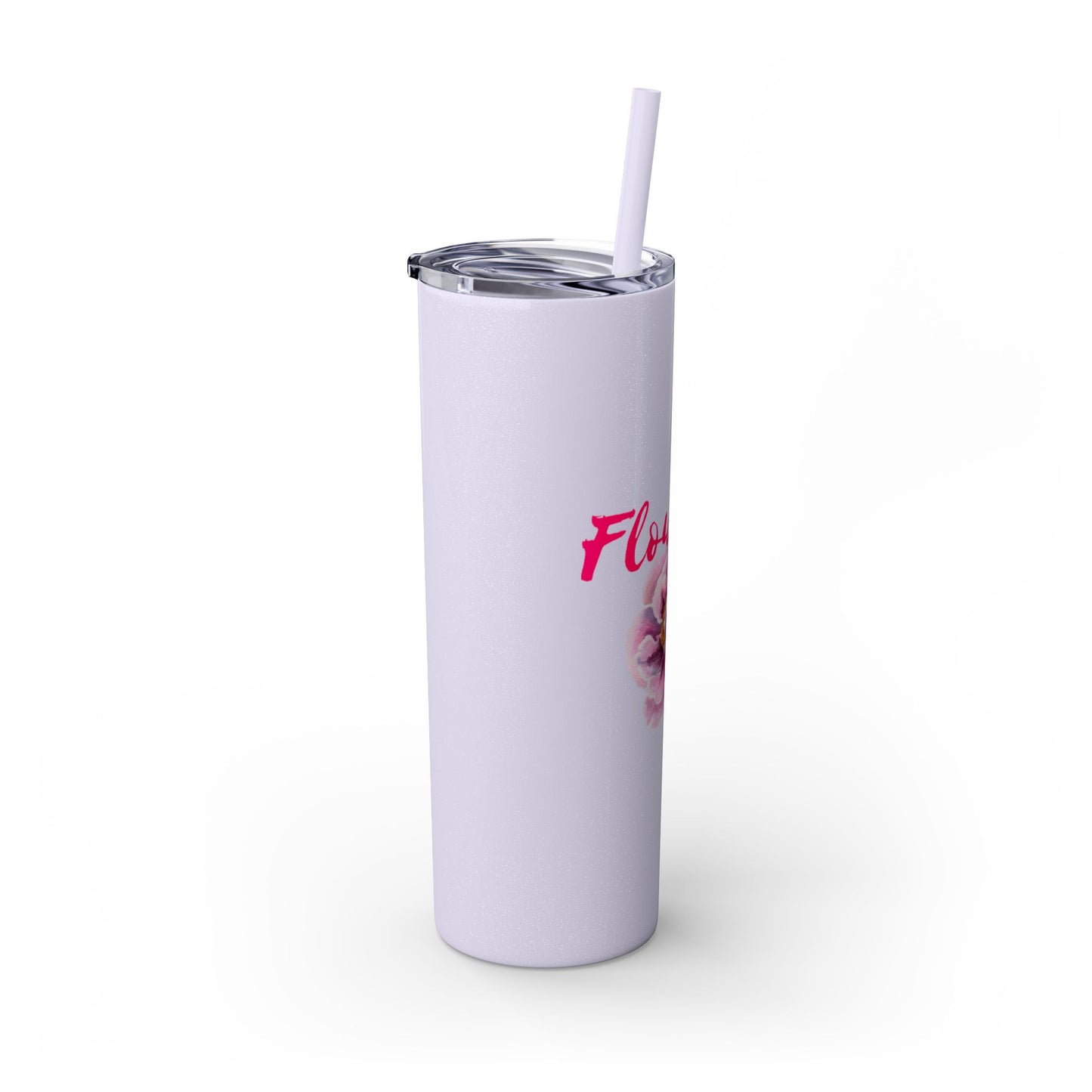 Flourish Flower Skinny Tumbler with Straw - 20oz Personalized Drinkware