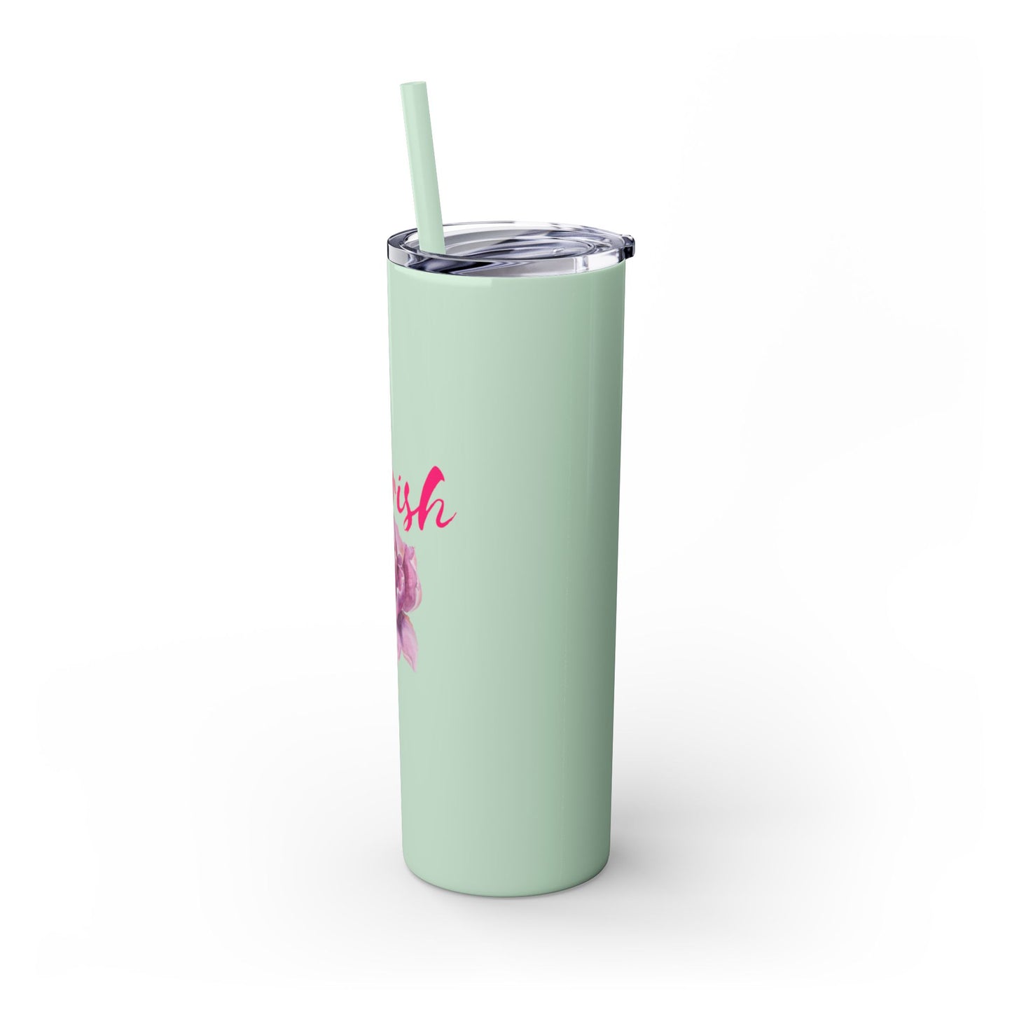 Flourish Flower Skinny Tumbler with Straw - 20oz Personalized Drinkware